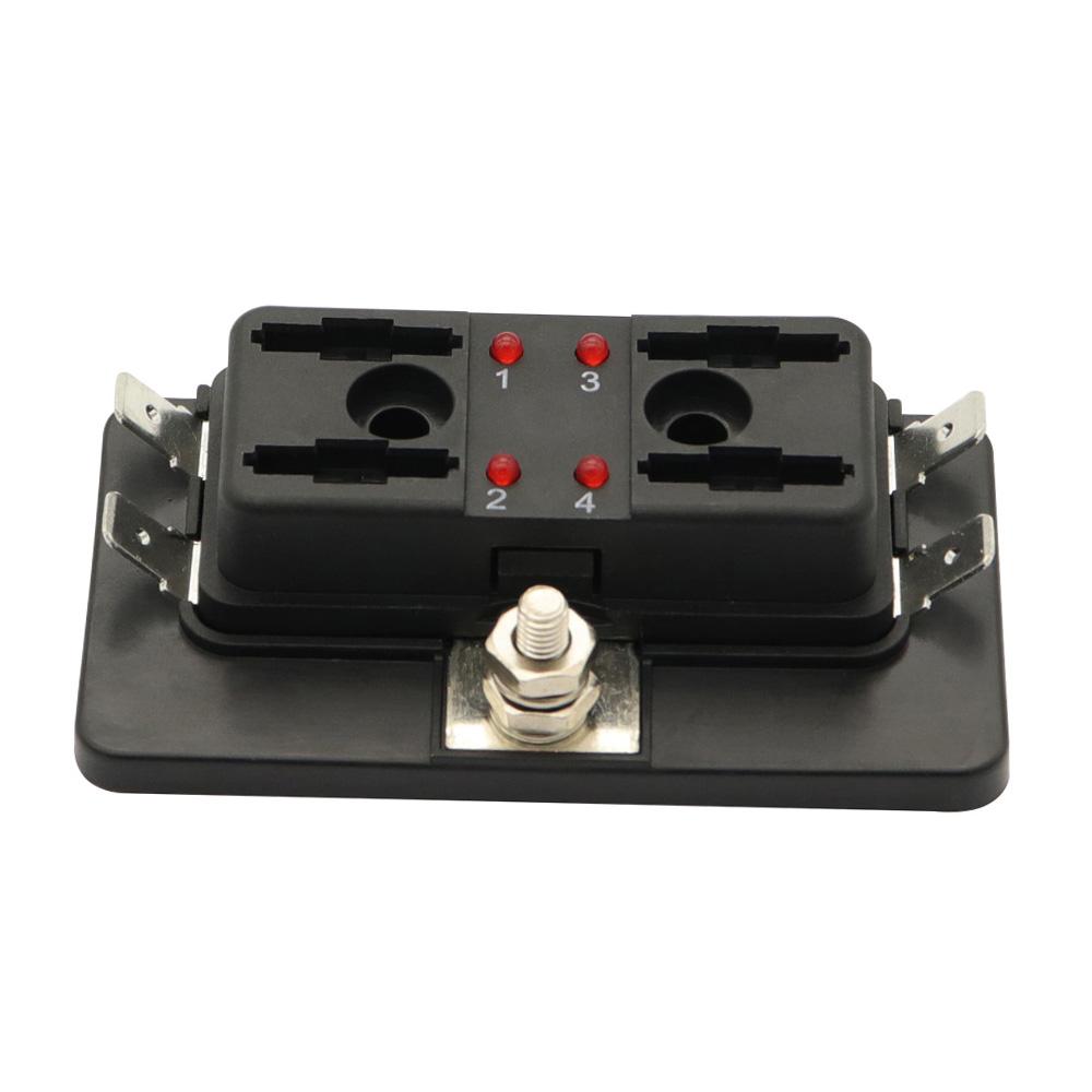4 Way Blade Fuse Box with LED Indicator Fuse Block for Car Boat Marine Caravan 12V 24V