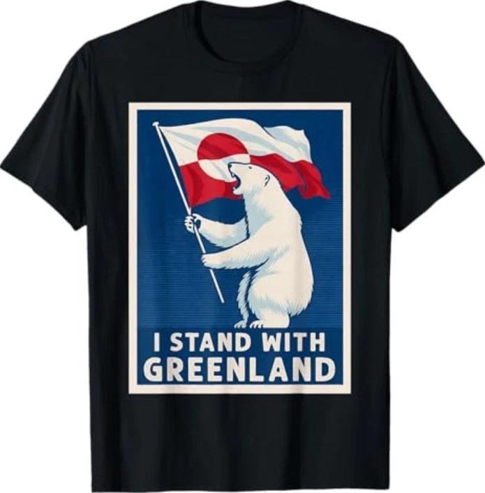 I Stand with Greenland Flag Bear Greenlanders Supports T-Shirt 4XL
