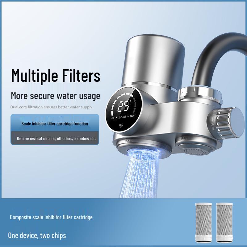 Smart Digital Faucet Water Purifier & Scale Inhibitor - Tap Filter for Kitchen & Bathroom, Detachable & Washable.