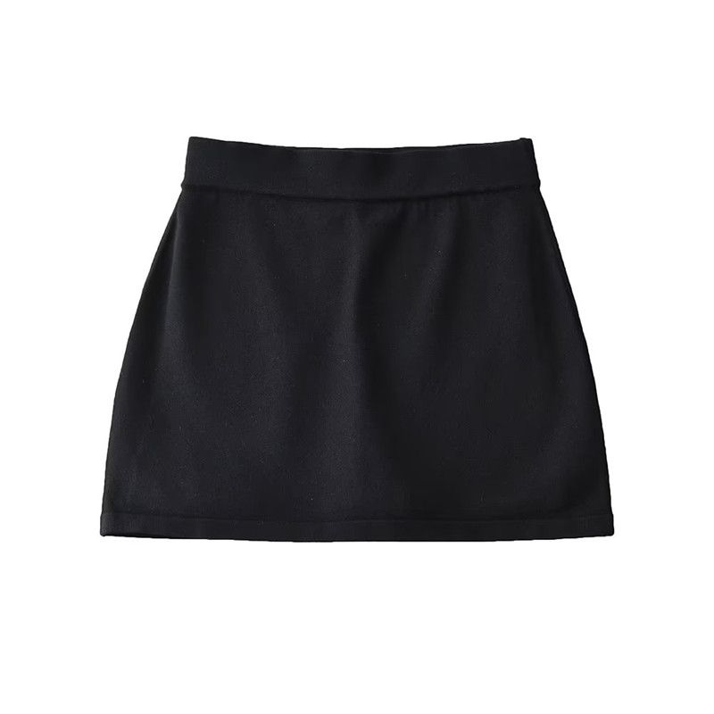 

Ur Za Cos 2022 Autumn European and American Fake Two-Piece Knitted Hip Skirt Sexy with Safety Pants Stretch Skirt Black M