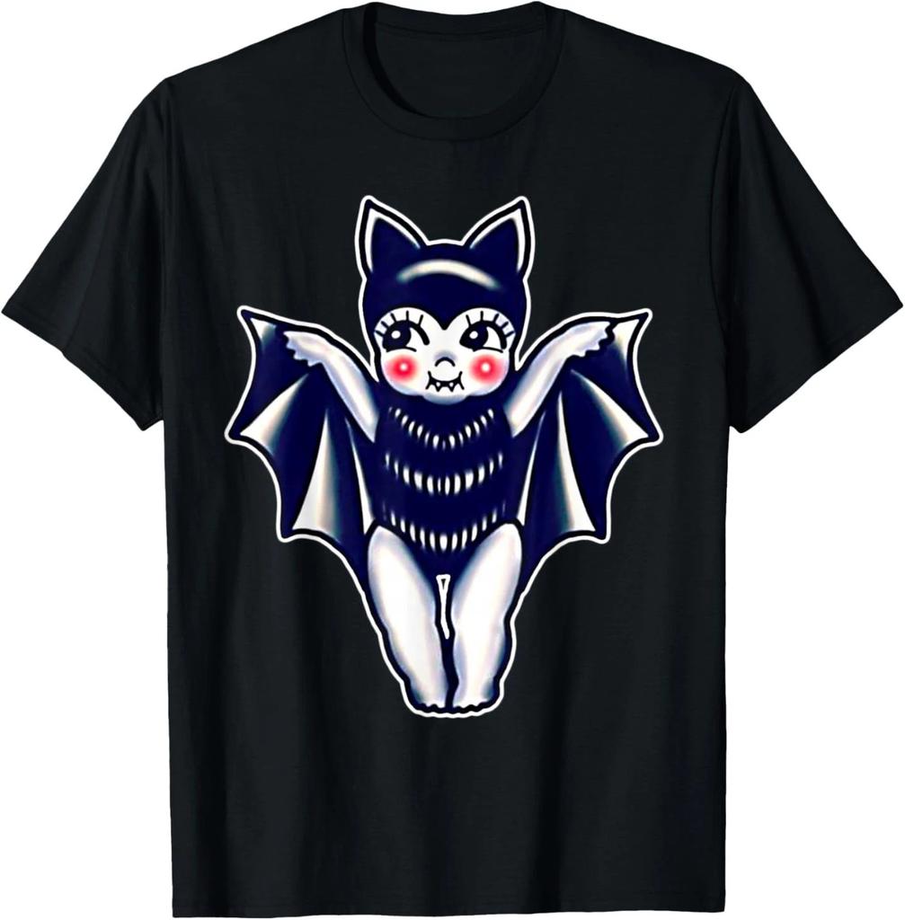 Kewpie Baby Vampire Bat Traditional Tattoo Flash T- Shirt