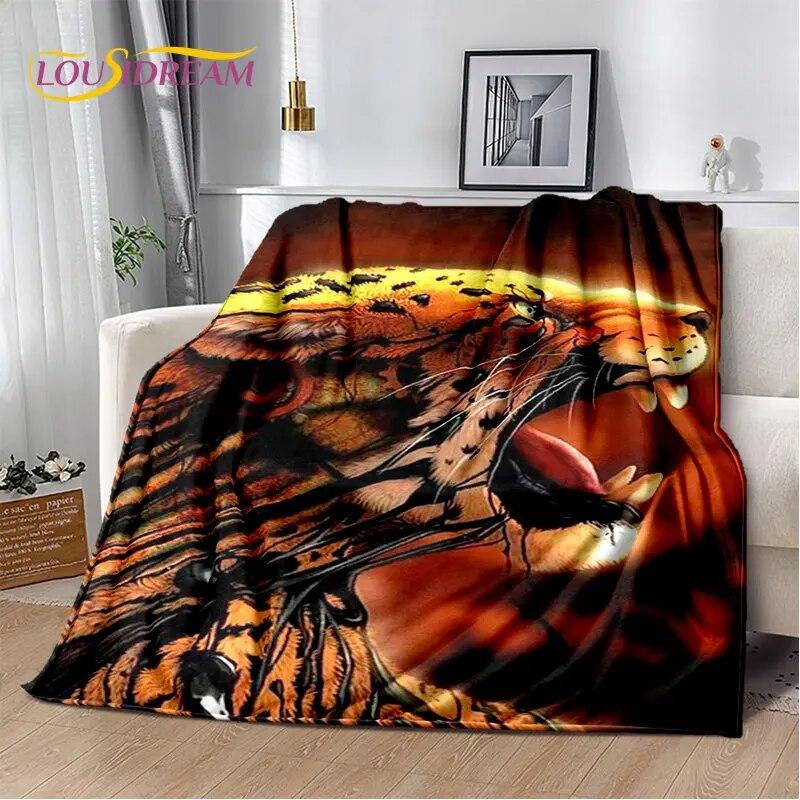 3D Animal Leopard Cheetah Cartoon Beast Soft Plush Blanket,Flannel Blanket Throw Blanket for Living Room Bedroom Bed Sofa Picnic