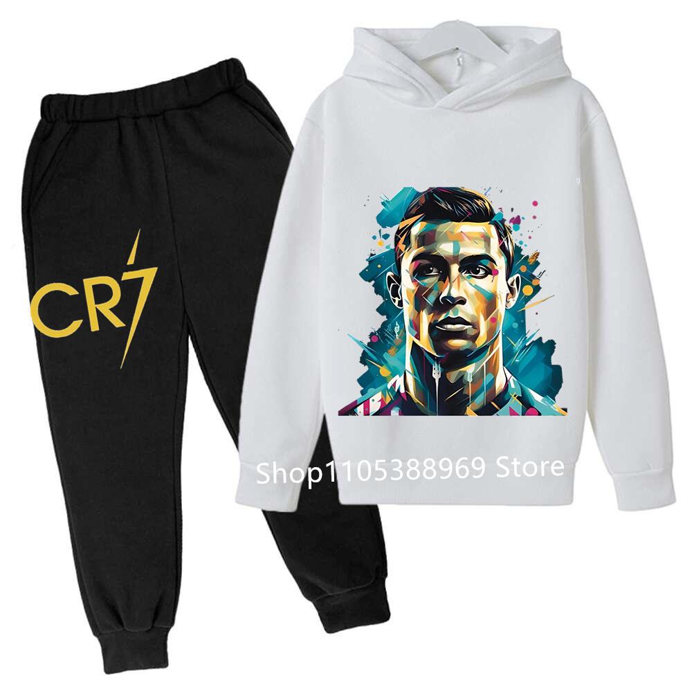 Ronaldo CR7 Potisk Fotbalový Idol Oblečení Dětská Mikina 2ks Sada Kalhoty Oblek Děti Kluci Tepláková Souprava Dívky Oblečení Sportovní Teplákové Soupravy