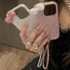 For IPhone 16 15 14 13 12 11 Pro Max 16 Plus Bow Phone Case Shiny Pink and Silver Bows Protective Jacket