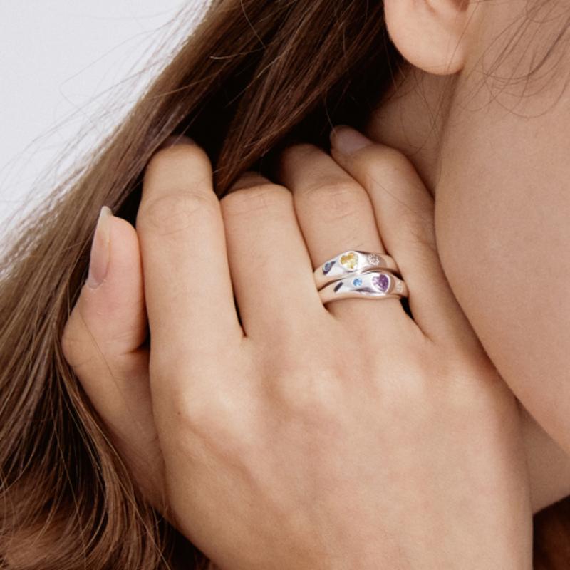 TATIANA (SILVER925) Flower Draw Heart Cubic Ring CR1811