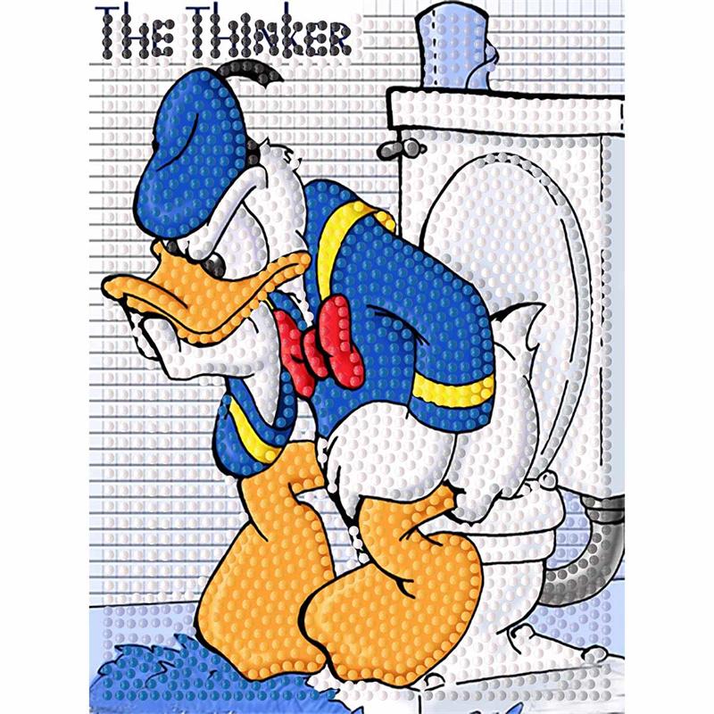 

Набор для алмазной живописи своими руками с рамкой, Дональд Дак Полная круглая мозаика 5D Набор для вышивки крестом своими руками Украшение для дома с рамкой, Коллекция хобби для рукоделия Round 15x20 cm with frame