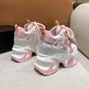 Damen High Platform Casual Lederschuhe 2025 Neu Herbst Schnür-Chunky-Sneakers 10CM Wedges Versteckte Absätze Freizeitschuhe Frau