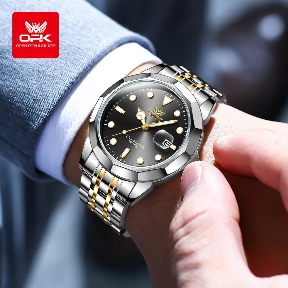 OPK 8170 Brand Men's Watches Business Dress Wristwatch for Man 30M Waterproof Stainless Steel Luminous Luxury Men Quartz Watch