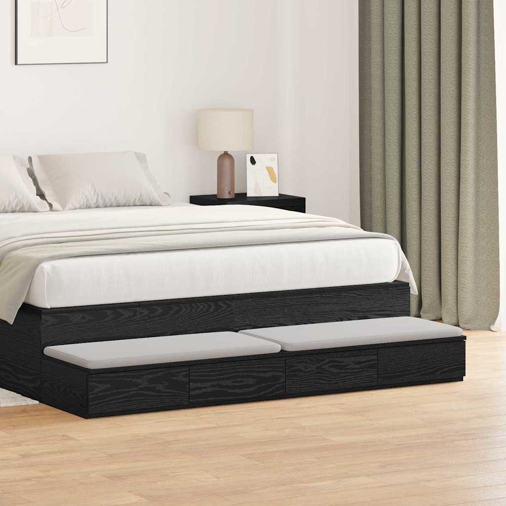 Bed Drawers Black Oak Look 140 x 36.5 x 16.5 cm
