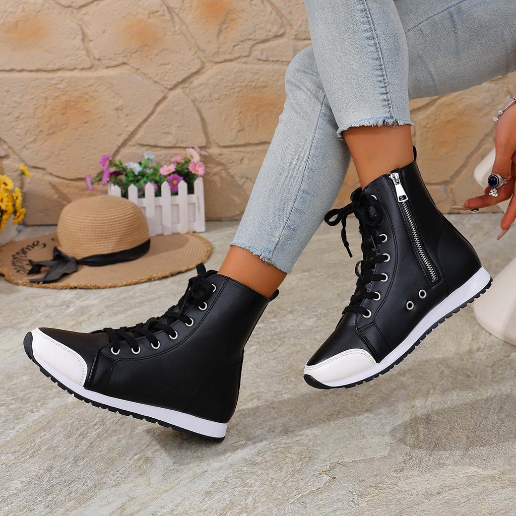 Large Fashion Women's Boots Classic Black Boots Side Zipper Women's Ankle Boots Breathable