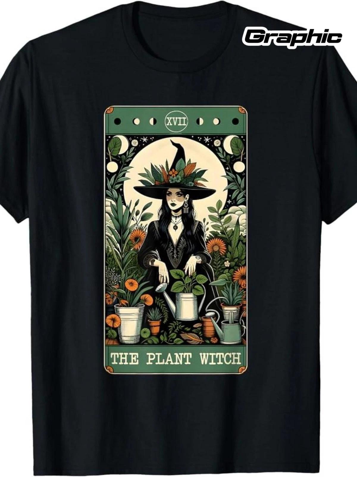 The Plant Witch Tarot Card Graphic T-Shirt Vintage Floral Witch Tee S