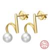 ORSA JEWELS Classic 925 Sterling Silver Geometry Earrings with 6mm Cultured Freshwater Pearl for Women Anniversary Jewelry GPE33