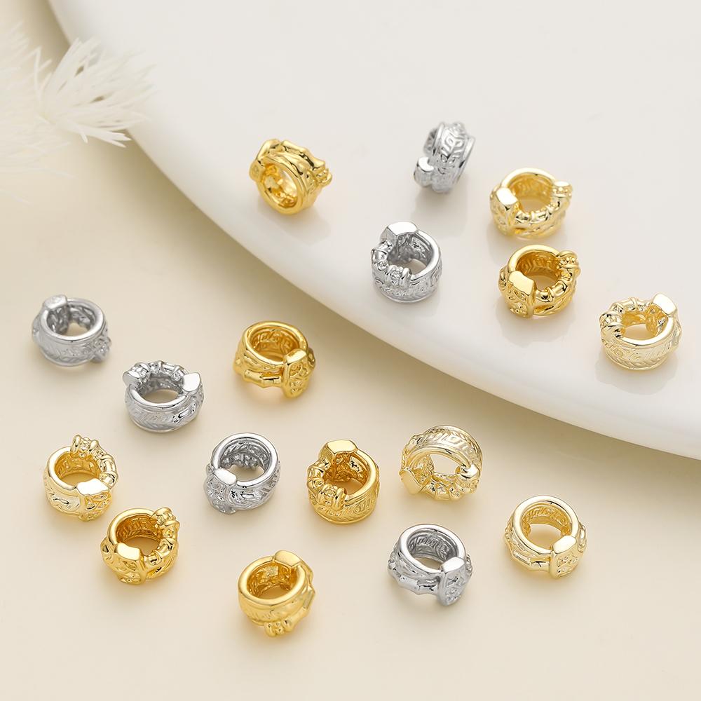2Piece/Pack 14/18k Gold Color Plated 7.5*9mm Big Hole Spacer Beads for DIY Jewelry Making Bracelet Necklace Accessories