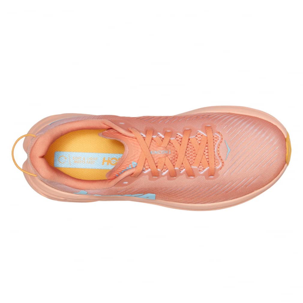 HOKA Rincon 3 Wide Track Field Running Size Coral and Baby Pink Women's & Shoes, 25.0,