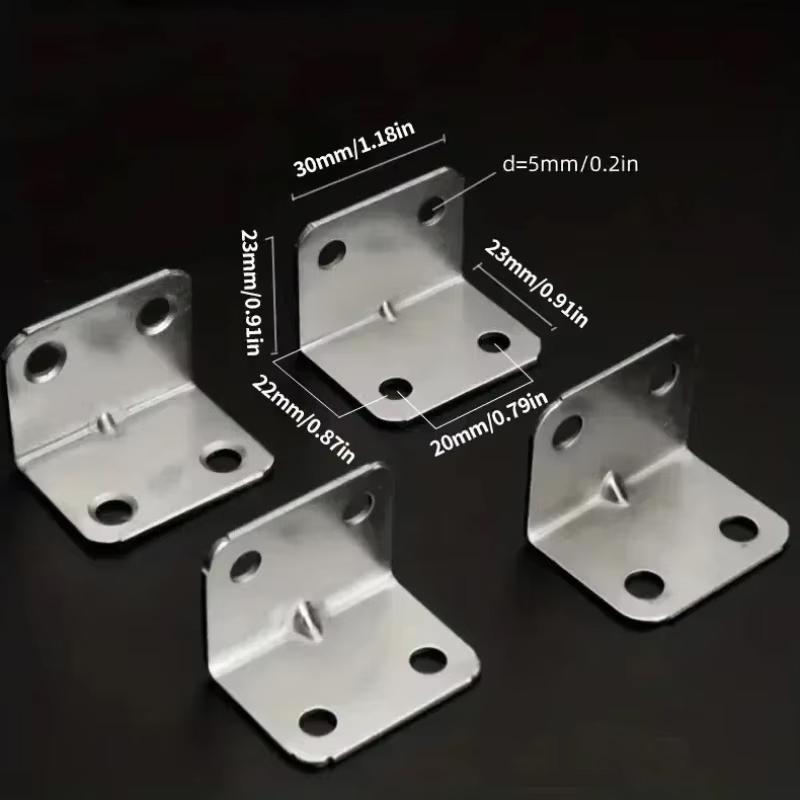 20pcs Stainless Steel L-Shaped Corner Code 90 Degree Laminated Furniture Plate Hardware Right Angle Bracket Cabinets Small