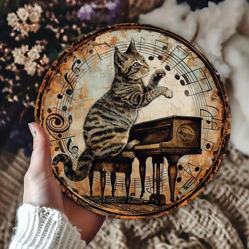 Round Retro Tin Sign Metal Wall Art 20x20cm for Living Room Balcony Home Decor