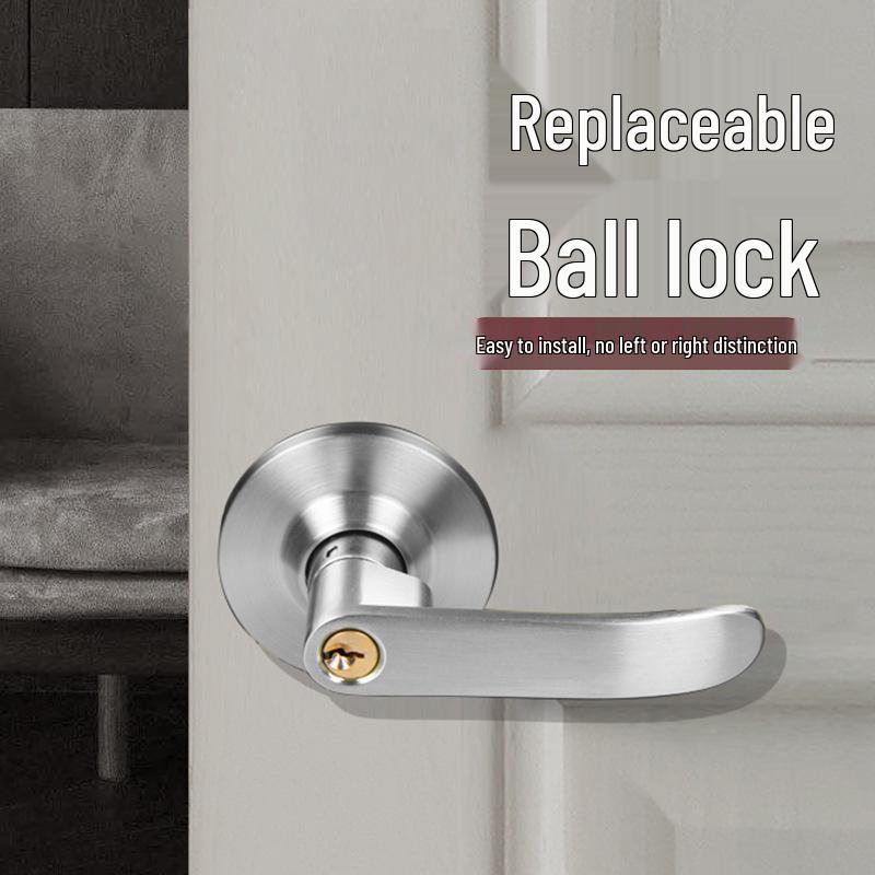 Three-Bolt Aluminum Alloy Spherical Door Handle Lock for Bathroom