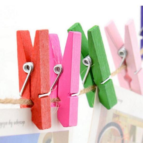 20 Adet Çok Renkli Ahşap Clothespins Ahşap Çamaşırhane Clothespins Kağıt Craft Klip