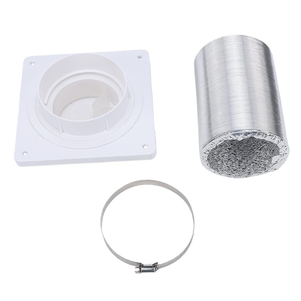 Dryer Vent Connection Kit Fit 4 Inch Duct Quick Connect Coupling Wall Flange Plate Aluminum Foil Hose and Clamp for Bathroom