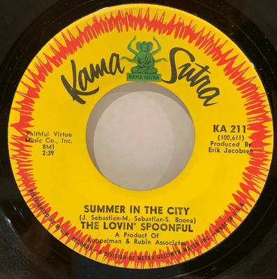 7inch Record LOVIN SPOONFUL  Summer In The City KA211 KAMA SUTRA 1966 US Rock Used