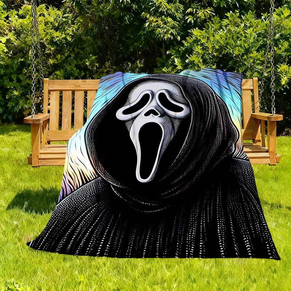 1pc Scream Outdoor Blanket Lightweight Flannel, Soft & Warm, All Season Use for Sofa, Outdoor, Camping, Living Room, Office, Chair