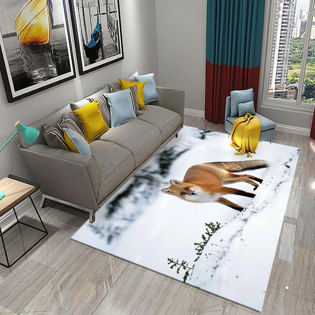 3D Lovely Fox Carpets Cute Wild Animals Mat for Living Room Bedroom Kitchen Area Rug Child Home Decor Carpet Kids Room Play Mat