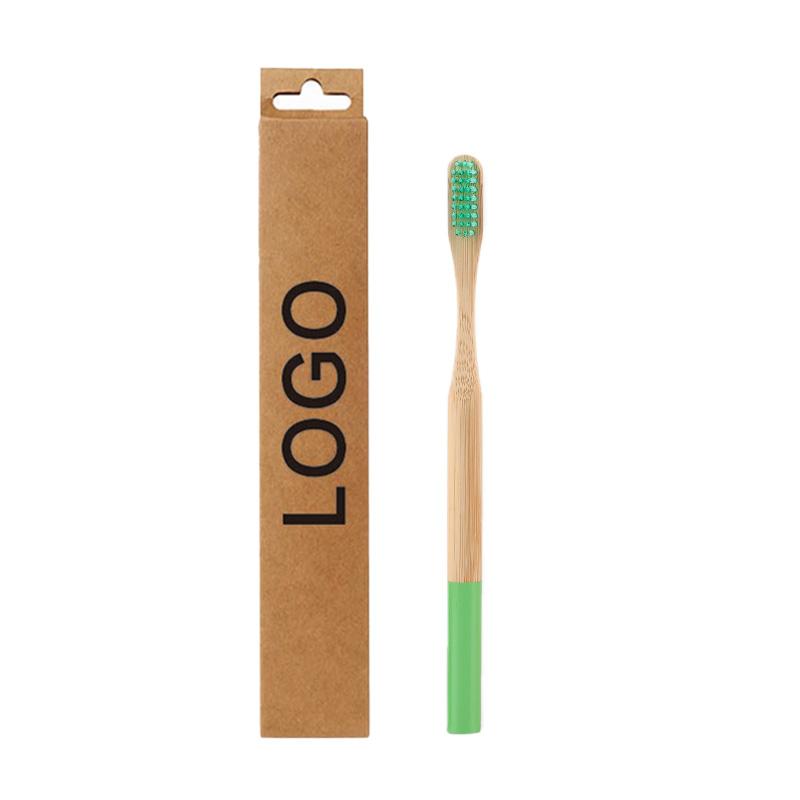 Ready Stock and Customization Eco Biodegradable Kraft Euro Slot Box Color Painted Round Handle Adult Soft Bamboo Toothbrush