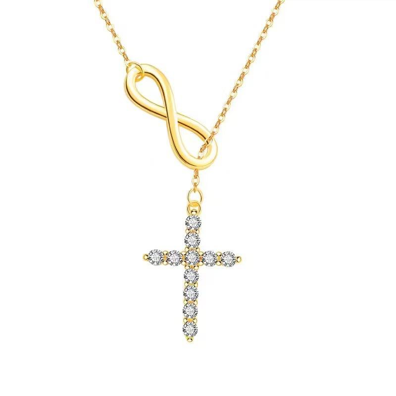 2025 Customized High Quality Fashion New Design Infinite Symbols Mobius Buckle Geometric Cross Pendant Necklace