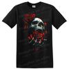 Skull Rose Skeleton Gothic Horror T Shirt W/ Red Floral Art Graphic Tee Design