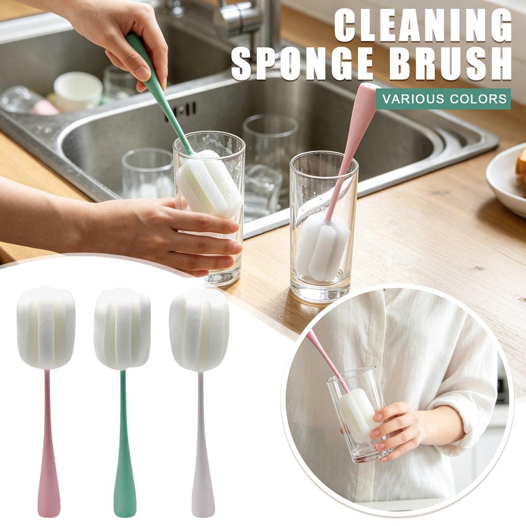 Bottle Brush Sponge Cup Brush Detachable Brush Long Handle Water Bottle Cleaner Brush For Baby Bottles Vacuum Cup