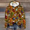 Women's Fashion Long Sleeve Christmas Print Loose Hooded Sweatshirt Top