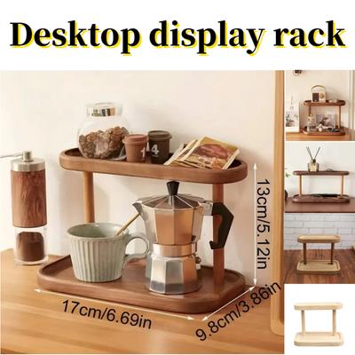 1 Wooden Storage Rack 2 Layers of Desktop Display Rack Desktop Dressing Table Cosmetic Storage Rack Desktop Storage Rack