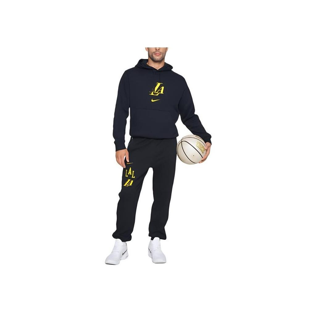 Nike Mikina s kapucí Club Fleece City Edition NBA Los Angeles Lakers s nápisem, ležérní mikina s dlouhým rukávem, pánské mikiny, černá DZ0088-010