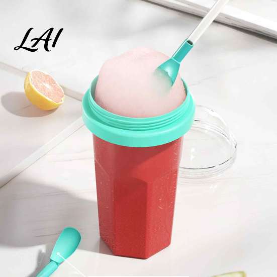 Food Grade Slushy Maker Homemade Slushie Cup Freezer Squeeze Cup for Ice Drinks BPA-free Silicone Smoothie Juice Soda Reusable Summer Cold