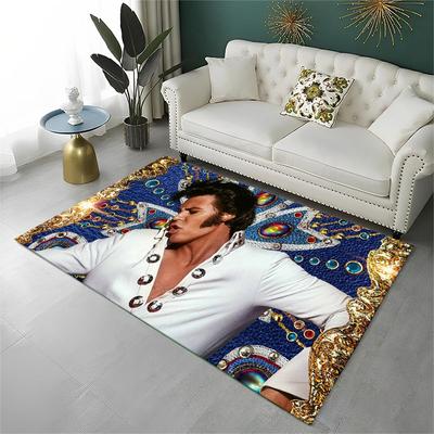 Retro The King E-Elvis Presley Non-Slip Area Rug for Living Room,Bedroom,Playroom,Soft Carpet Floor Mat Home Decor Rug Room