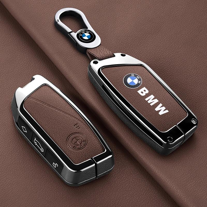Car Sticker Hot 2025 Genuine Leather Car Remote Key Case Fob Cover Keychain ring For BMW I7 X7 G07 LCI I20 U11 IX X1 7 Series G7