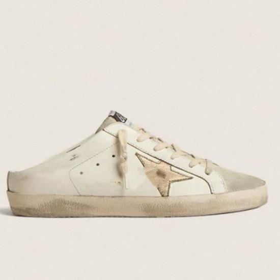 Sandali Donna Vintage 2024 Stella Pelle di Mucca Sporca - Versatili con Tacco Mezzo Aperto e Rialzo Interno