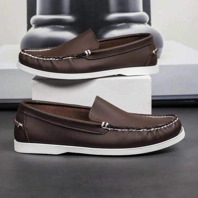 Fashion 2024 Fashion Casual Shoe Italian Designer Genuine Leather Solid Color Mens Shoes Minimalist Business Outdoor Comfort Man Loafers