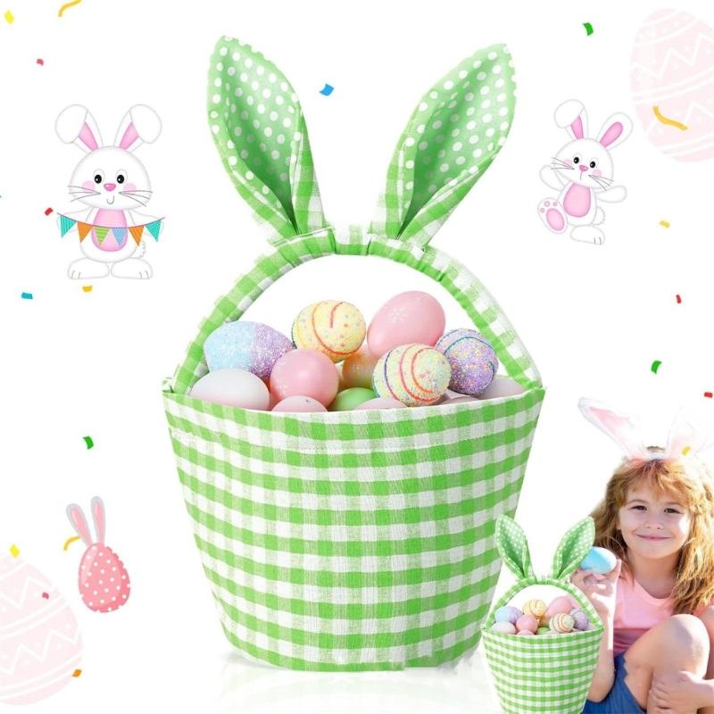 Portable Hanging Easters Decors Basket Rabbits Shape Easters Organizers  Basket For Kids Room Decors And Gift Presentation