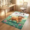 Tappeto in Velluto Cristallo Tema Mucca Highland Nome Personalizzato Testo Tappetino Morbido per Pavimento Decorazione Casa