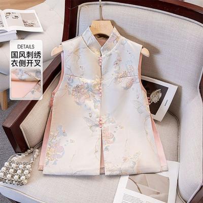 2025 Early Autumn New Women Jacquard Show Thin Temperament Button Design Vest Vest