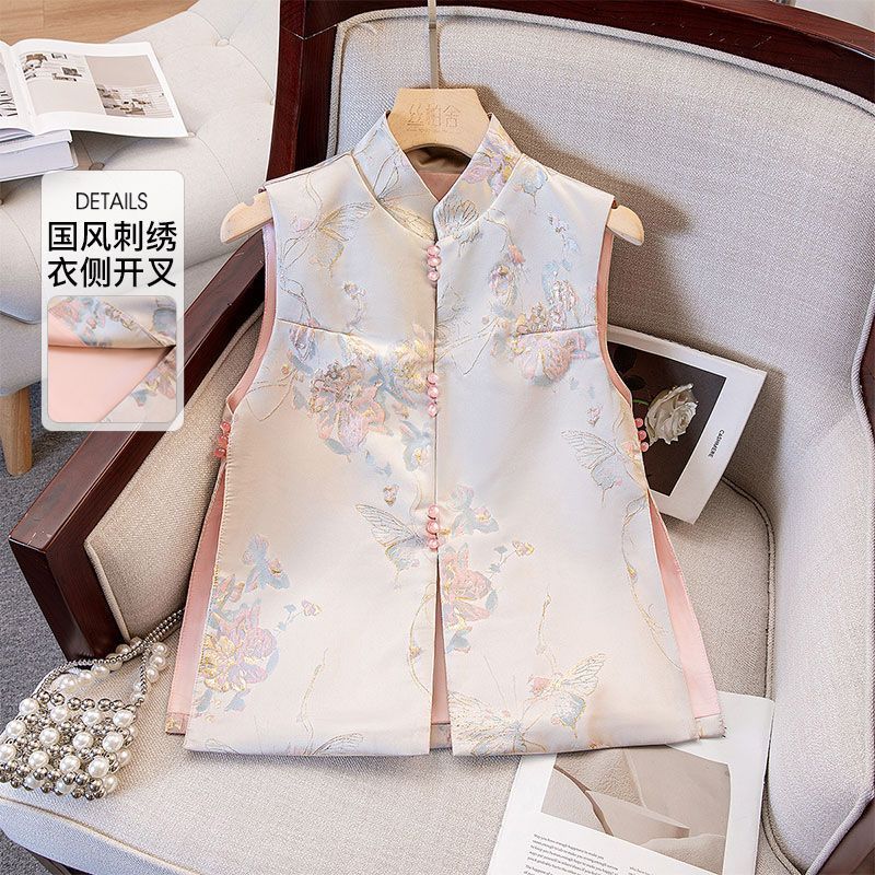 2025 early autumn new women jacquard show thin temperament button design vest vest