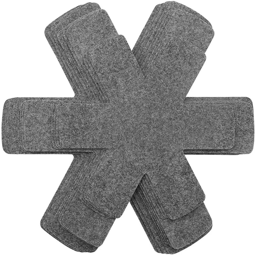 5pcs Pot Pan Felt Protectors Divider Pads Heat Resistant Prevent Scratching Separate Mat Surfaces for Cookware Kitchen Tool