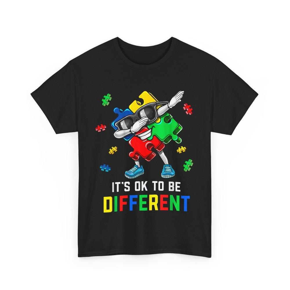 Autism Awareness It‘s Ok To Be Different Dabbing Puzzle Pieces Cute T-shirt