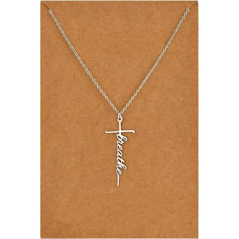 

Women Minimalist Jesus Cross Pendant Necklace Fashion Religious Daily Wear Chain Jewelry 1pcs срібний