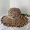 Hollow Fisherman Hat Women's Large Brim Sun Protection Summer Foldable Woven Sun Protection Beach Vacation Hat