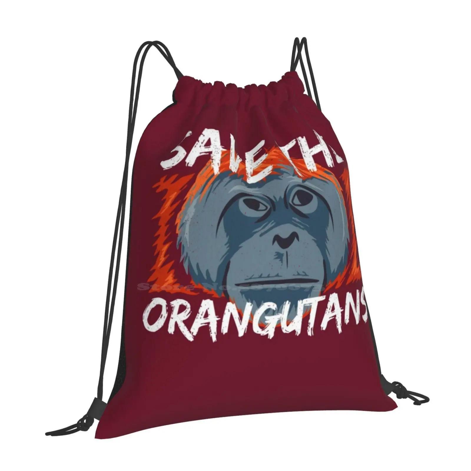 Save The Orangutans-Orangutan Conservation Pattern Design Bagpack School Bags Primate Save Orangutans Save The Orangutan Save OneSize