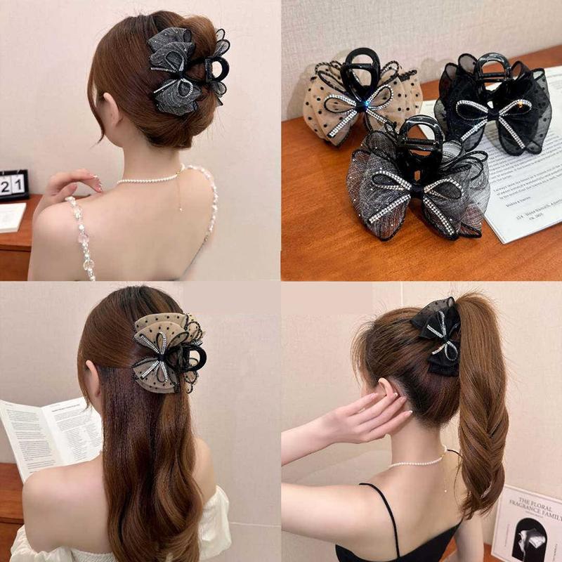Fabric Bow Grab Hair Clips Women'S Korean Style Hairpin Shark Cawl Clips Girls Hair Accessories