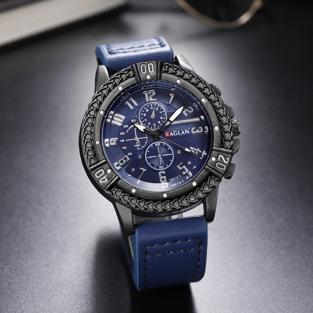 New Casual Men's Quartz Watch – Retro Sports Design with Silicone Strap, Black and Blue