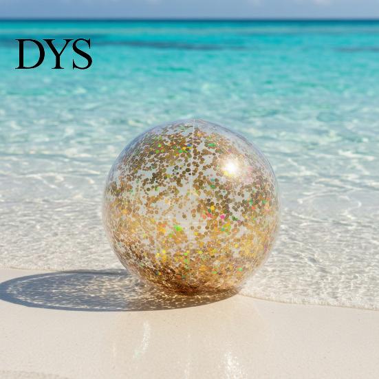 Outdoor Play Ball 16/24-Inch Inflatable Glitter Beach Leak-proof Clear Balls with Confetti Summer Pool Sequins Kids Adults Swimming Party Toy Durable